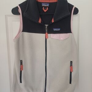 Patagonia Fleece Vest in Black, Cream, and Pink